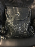 HOT LEATHER LEATHER STUDDED BACKPACK W/FRINGE 005000
