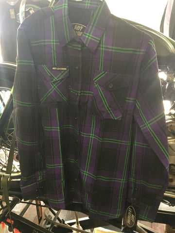PURPLE/GREEN FLANNEL SHIRT