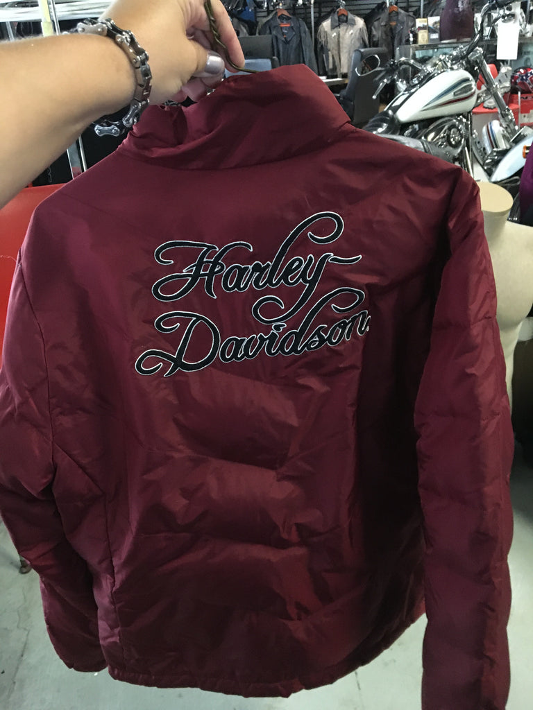 Woman s Harley Davidson Maroon winter Jacket Puffer duck down xl cyclewarehouse.online