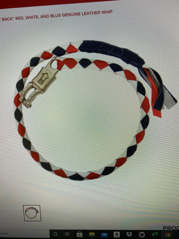 Hot Leathers "Get Back" Red, White, And Blue Genuine Leather Whip