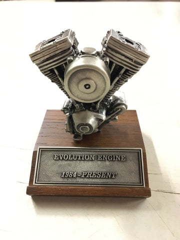 Vintage Evolution Motor Engine Pewter on Stand Display Harley Davidson Miniature