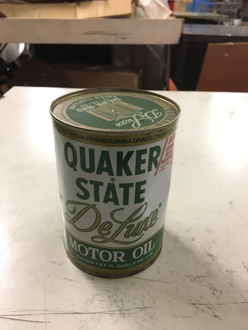 Vintage Metal Motor Oil Can Quaker State Deluxe Full Collectible Classic Car Tru