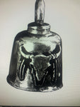 Pewter Motorcycle Gremlin Bell Buffalo Head Skull