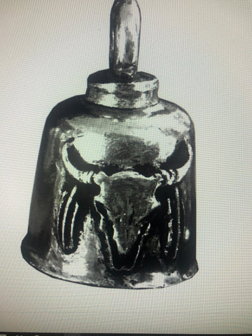 Pewter Motorcycle Gremlin Bell Buffalo Head Skull