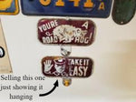 Vtg NOS Motorcycle Harley Relect Hot Rod License Plate Topper 50's Take It Easy!