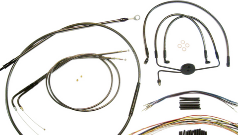 Black Handlebar cable Kit Harley 2008^ FXDF Dyna FAt Bob Dual Disc 14-17" Ape H