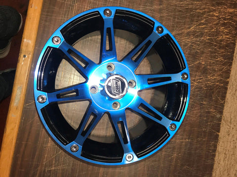 Moose Front Blue/Black 387X 14x7 Wheel Hub Part # 0230-0807 Anodized Aluminum