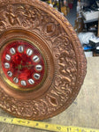 1920's Cupid Red Brass Velvet Leather Clock Antique Rare! Mantle Wind up Victori