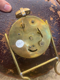 1920's Cupid Red Brass Velvet Leather Clock Antique Rare! Mantle Wind up Victori
