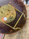 1920's Cupid Red Brass Velvet Leather Clock Antique Rare! Mantle Wind up Victori