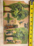 Vtg 1920s Game Board Turn Back Dice Antique Picture Painting cow Auto Farmer??