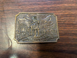 vtg 1970s Solid Brass Cowboy Tall in the saddle western belt buckle