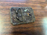 vtg 1970s Solid Brass Cowboy Tall in the saddle western belt buckle