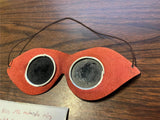 vtg NOS A6 Motorcycle Riding Goggles Auto Indian Harley Red Leather