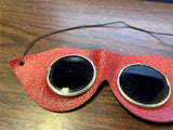 vtg NOS A6 Motorcycle Riding Goggles Auto Indian Harley Red Leather