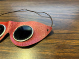 vtg NOS A6 Motorcycle Riding Goggles Auto Indian Harley Red Leather