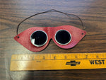 vtg NOS A6 Motorcycle Riding Goggles Auto Indian Harley Red Leather