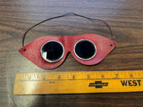 vtg NOS A6 Motorcycle Riding Goggles Auto Indian Harley Red Leather