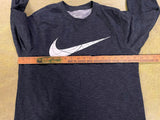 The Nike Tee Dri-Fit Long Sleeve Shirt Navy Blue Big Swoosh Mens Size Medium