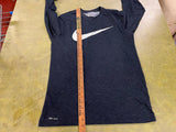 The Nike Tee Dri-Fit Long Sleeve Shirt Navy Blue Big Swoosh Mens Size Medium
