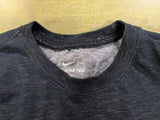 The Nike Tee Dri-Fit Long Sleeve Shirt Navy Blue Big Swoosh Mens Size Medium