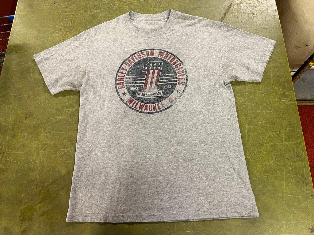 VTG Made in USA Harley Davidson Milwaukee WI Gray Logo T-Shirt