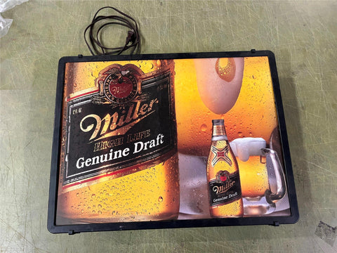 vtg 1980s Miller High Life Genuine Draft 15X19 Lighted beer sign tested works