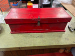 vtg Antique Heavy Duty red wooden Carpenters Tool Box 35X11 workers chest