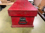 vtg Antique Heavy Duty red wooden Carpenters Tool Box 35X11 workers chest