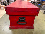 vtg Antique Heavy Duty red wooden Carpenters Tool Box 35X11 workers chest