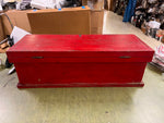 vtg Antique Heavy Duty red wooden Carpenters Tool Box 35X11 workers chest