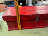 vtg Antique Heavy Duty red wooden Carpenters Tool Box 35X11 workers chest