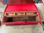 vtg Antique Heavy Duty red wooden Carpenters Tool Box 35X11 workers chest