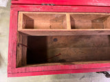 vtg Antique Heavy Duty red wooden Carpenters Tool Box 35X11 workers chest