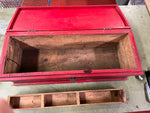 vtg Antique Heavy Duty red wooden Carpenters Tool Box 35X11 workers chest