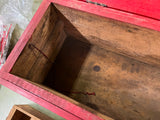 vtg Antique Heavy Duty red wooden Carpenters Tool Box 35X11 workers chest