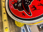 Vtg Kirchhof Halloween Noisemaker Witch Black Cat Tambourine USA 1950's Decor!