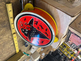 Vtg Kirchhof Halloween Noisemaker Witch Black Cat Tambourine USA 1950's Decor!