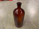 vtg antique Amber glass cork top clorox 16oz bleach bottle