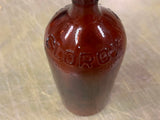 vtg antique Amber glass cork top clorox 16oz bleach bottle