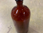 vtg antique Amber glass cork top clorox 16oz bleach bottle