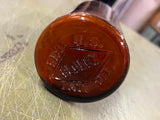 vtg antique Amber glass cork top clorox 16oz bleach bottle