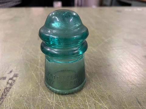 vtg antique Pat. 1893 Hemingray No. 9 blue glass insulator