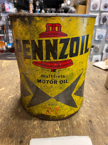 Vtg Metal 1 Gallon Pennzoil Oil Gas Can Tin collectible Service Station Garage