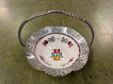 vtg 1950s made in USA Farber & Shlevin wrought Aluminum ceramic serving bowl