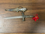 VTG Lions Pride Silver Dragon Ceremonial Dagger Decorative Sheathed Collectable