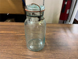 VTG Antique Pat. Jan 5 1875 Trade Mark Lightning Aqua Pint Wire Pail Fruit Jar
