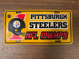 Vintage 1970s Pittsburgh Steelers NFL License Plate Champions