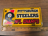 Vintage 1970s Pittsburgh Steelers NFL License Plate Champions