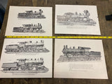 Vtg set Prints Steam Engine Train Locomotive Pictures 999 pacific central RR Col